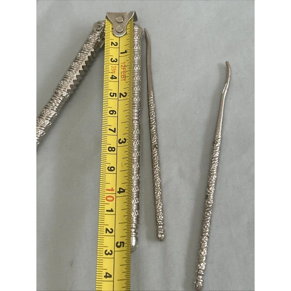 Vintage Ornate Nutcracker &  Pick Set Silver Tone Metal Crab Seafood Tool